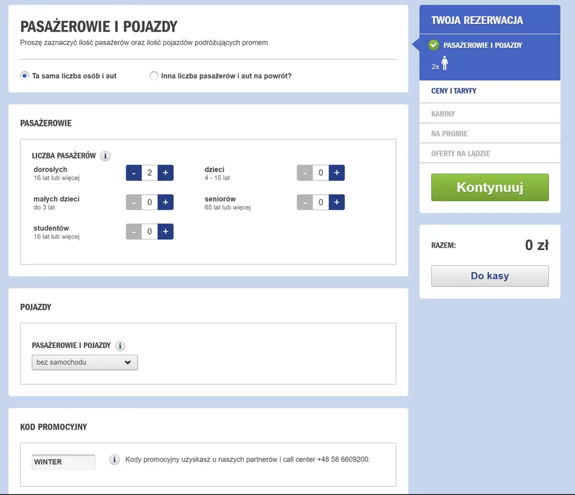 Stena line - proces rezerwacji rejsu