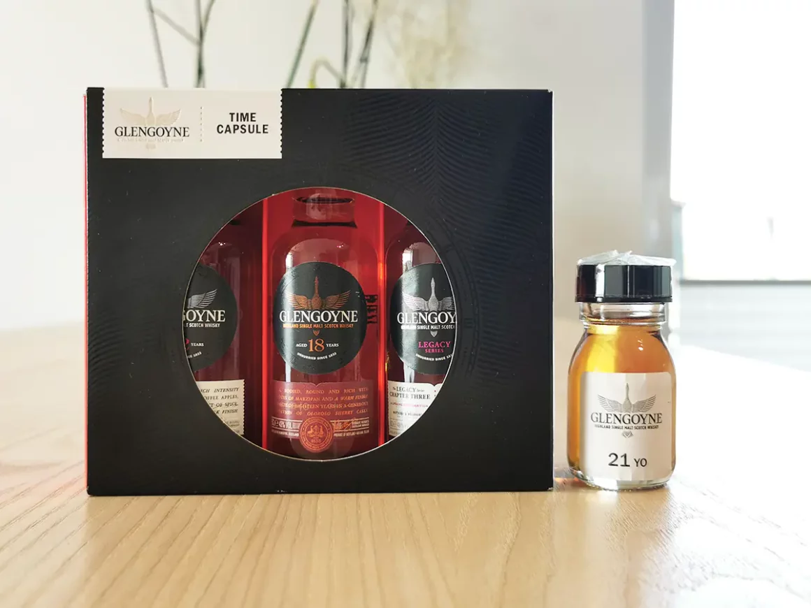 Zestaw sampli z whisky Glengoyne (12YO, 15YO, Legacy Series Chapter Three oraz 21YO)